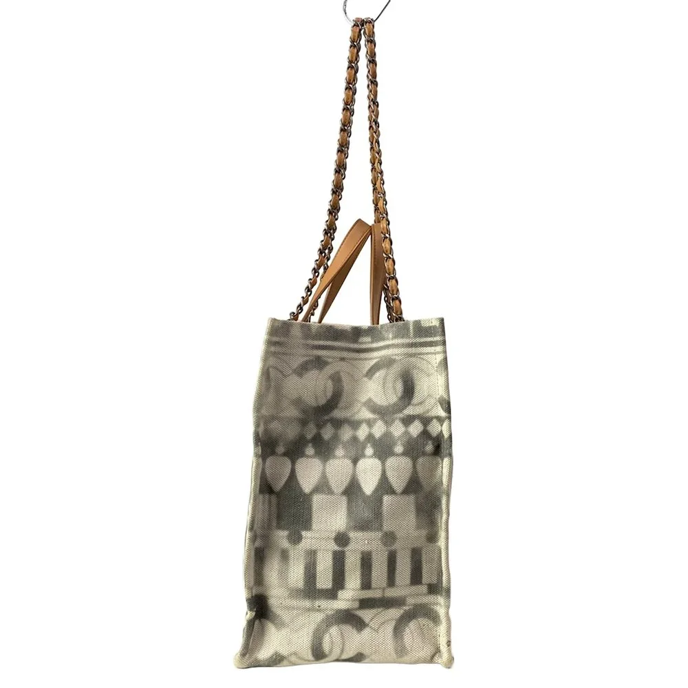 Chanel Coco Perfume Print Chain Tote / Small Shopping Bag Tote Bag A91745 Cream